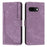 For Google Pixel 9a Case Imprinted Lines Leather Phone Cover Folding Stand - Purple - 1