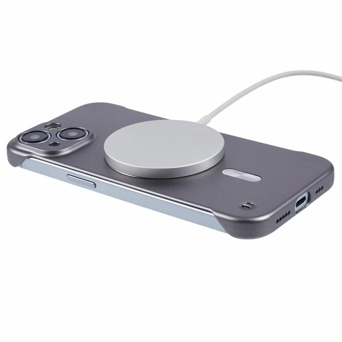 For iPhone 14 Case Compatible with MagSafe Hard PC Frameless Phone Cover - Grey - 4