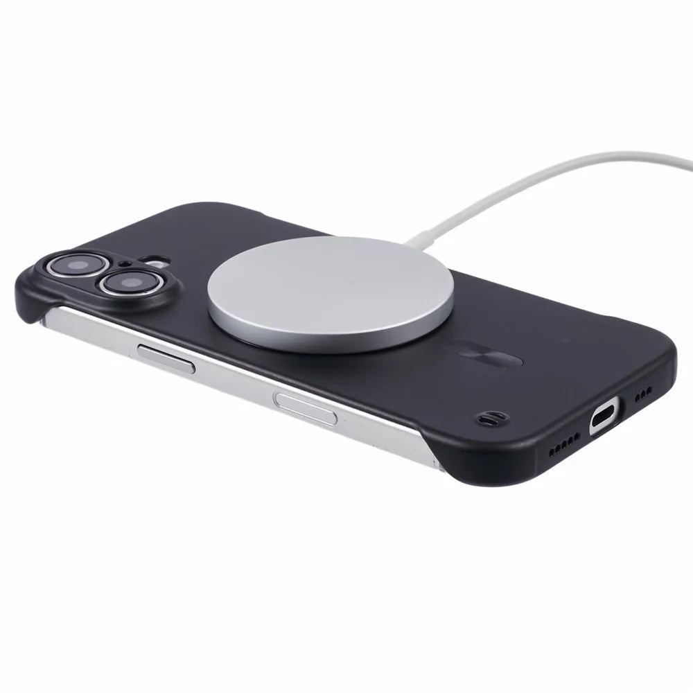 For iPhone 16 Plus Case Compatible with MagSafe Hard PC Frameless Phone Cover - Black - 4