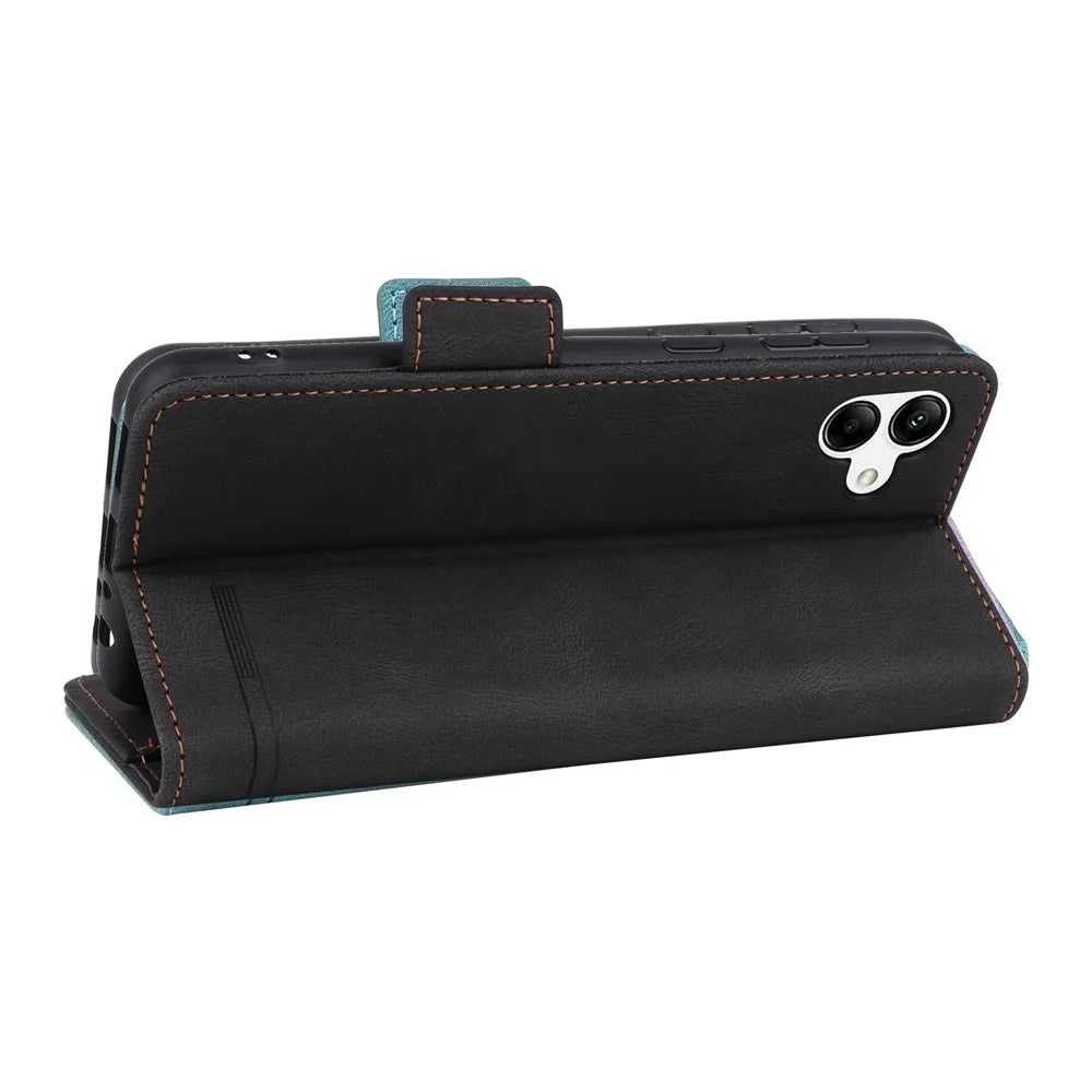 Hardware Decor Phone Case for Samsung Galaxy A04 4G (164.4 x 76.3 x 9.1 mm), Dual Magnetic Clasp PU Leather Wallet Adjustable Stand Phone Cover - Black - 4