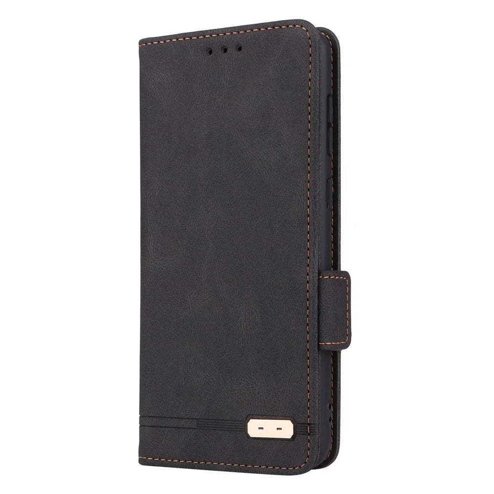 Hardware Decor Phone Case for Samsung Galaxy A04 4G (164.4 x 76.3 x 9.1 mm), Dual Magnetic Clasp PU Leather Wallet Adjustable Stand Phone Cover - Black - 5