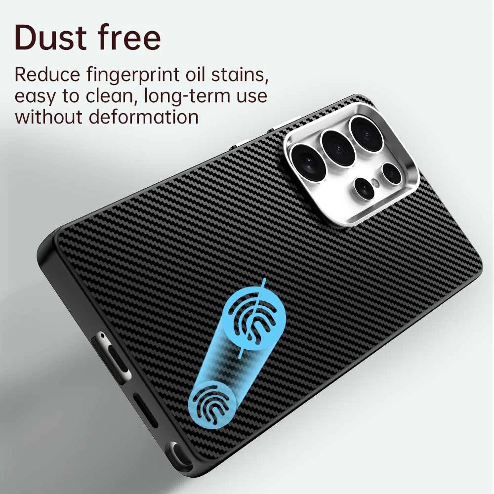 For Samsung Galaxy S25 Ultra Case Cell Phone Hybrid Back Cover Carbon Fiber Texture - Black - 4