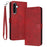 For Samsung Galaxy A56 5G Case Flip Stand PU Leather Wallet Phone Cover Calf Texture - Red - 1