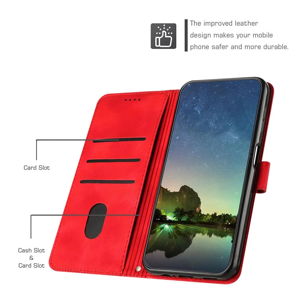 For Samsung Galaxy A56 5G Case Handbag Imprinted Triangle Leather Phone Cover - Red - 2