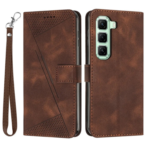 For Infinix Hot 50 Pro+ 4G Case Handbag Imprinted Triangle Leather Phone Cover - Brown - 1