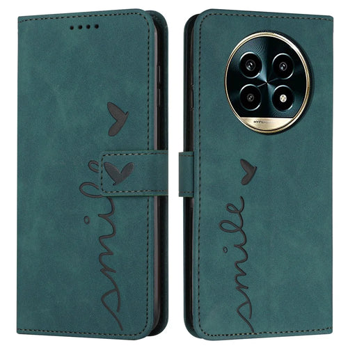 For Realme 13+ 5G / 13 Pro 5G (China) Case Viewing Stand PU Leather Phone Cover Imprinted Pattern - Green - 1