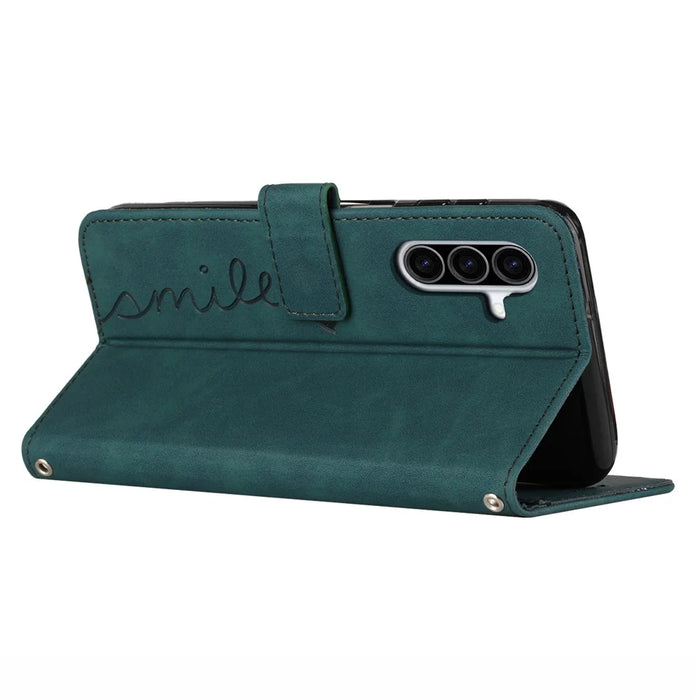 For Samsung Galaxy A56 5G Case Viewing Stand PU Leather Phone Cover Imprinted Pattern - Green - 3