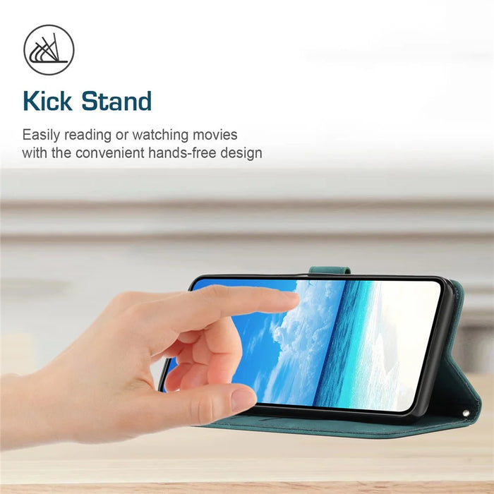 For Samsung Galaxy A56 5G Case Viewing Stand PU Leather Phone Cover Imprinted Pattern - Green - 5