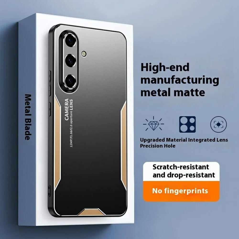 For Samsung Galaxy S25 Phone Case Aluminium Alloy TPU PC Back Cover - Gold - 2