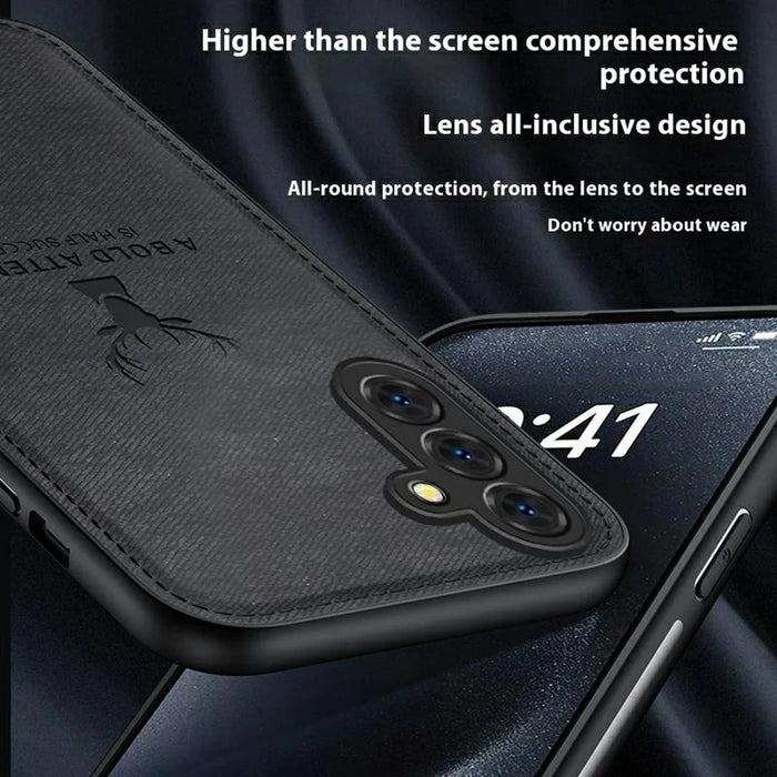 For Samsung Galaxy S25+ Case Deer Pattern Cloth Texture PU Leather Hybrid Phone Cover - Grey - 5