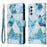 For Samsung Galaxy S25+ / S24+ Case Lacquered Marble Pattern Leather Phone Cover - Blue - 1