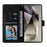For Samsung Galaxy S25 Ultra Case Lacquered Marble Pattern Leather Phone Cover - Black - 2