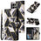 For Samsung Galaxy S25 Ultra Case Lacquered Marble Pattern Leather Phone Cover - Black - 6