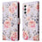 For Samsung Galaxy S25 / S24 Case RFID Blocking Flower Leather Phone Cover - Rose Flower - 1