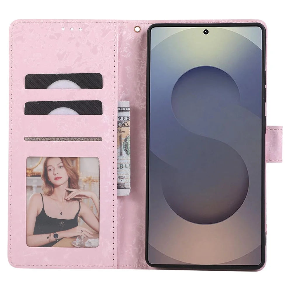 For Samsung Galaxy S25+ / S24+ Case RFID Blocking Flower Leather Phone Cover - Colorful Flower - 2