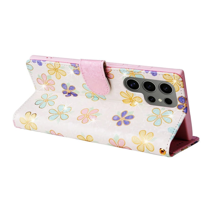 For Samsung Galaxy S25 Ultra Case RFID Blocking Flower Leather Phone Cover - Colorful Flower - 4