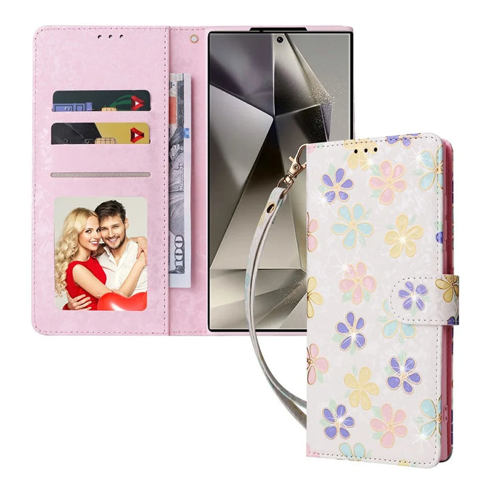 For Samsung Galaxy S25 Ultra Case RFID Blocking Flower Leather Phone Cover - Colorful Flower - 5