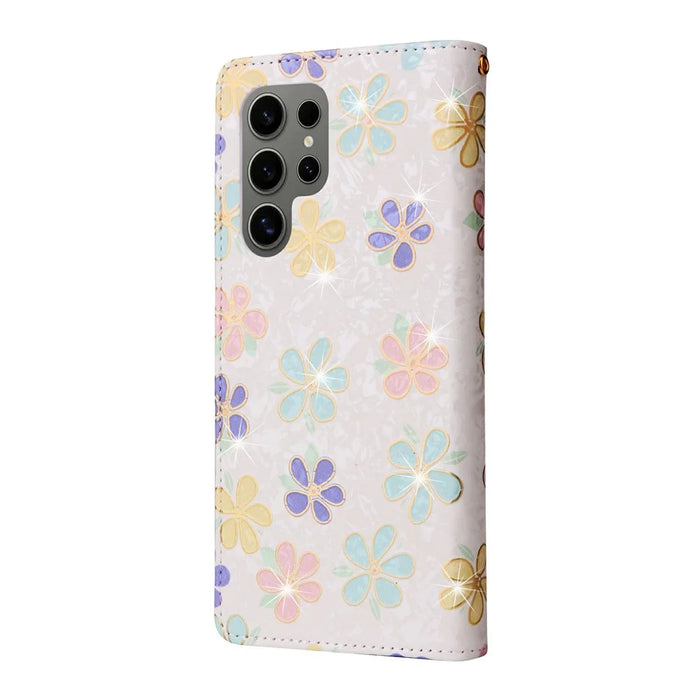 For Samsung Galaxy S25 Ultra Case RFID Blocking Flower Leather Phone Cover - Colorful Flower - 7