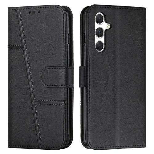 For Samsung Galaxy A56 5G Case Stand Flip Protective Leather Phone Cover - Black - 1