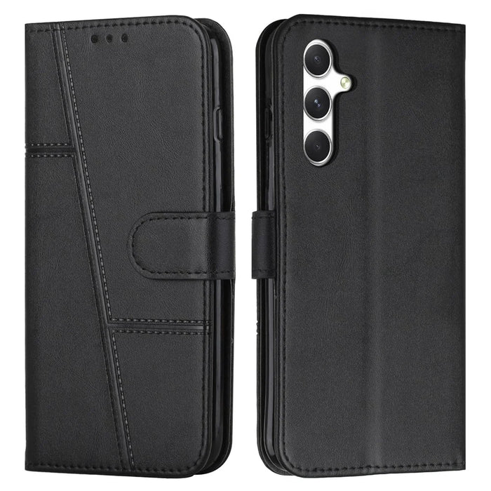 For Samsung Galaxy A56 5G Case Stand Flip Protective Leather Phone Cover - Black - 1
