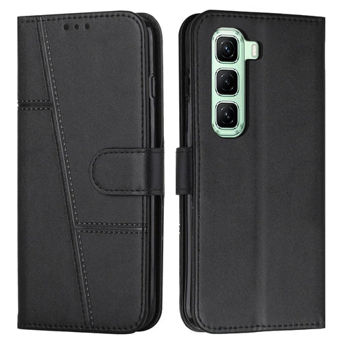 For Infinix Hot 50 Pro 4G Case Stand Flip Protective Leather Phone Cover - Black - 1