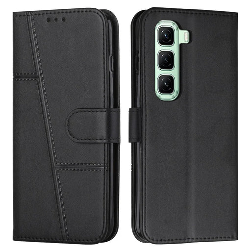 For Infinix Hot 50 Pro 4G Case Stand Flip Protective Leather Phone Cover - Black - 1