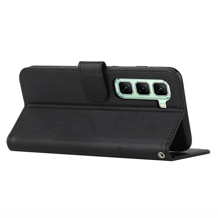 For Infinix Hot 50 Pro 4G Case Stand Flip Protective Leather Phone Cover - Black - 3