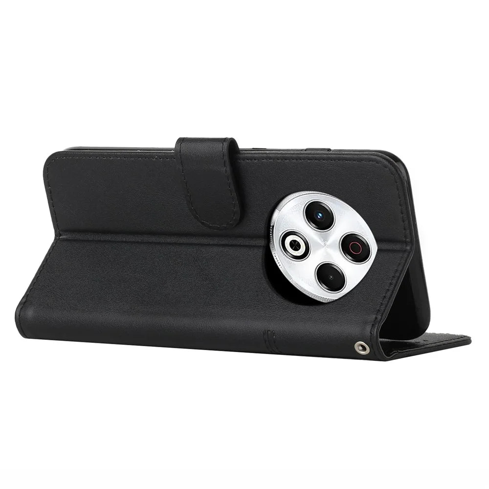 For TECNO Spark 30 4G Case Stand Flip Protective Leather Phone Cover - Black - 3