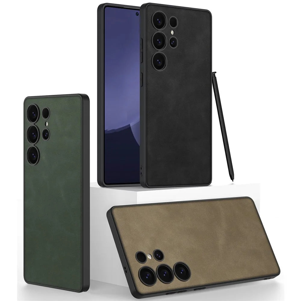 GKK For Samsung Galaxy S25 Ultra Case Skin-Touch Matte PU+TPU+PC Anti-Drop Phone Cover - Brown - 7