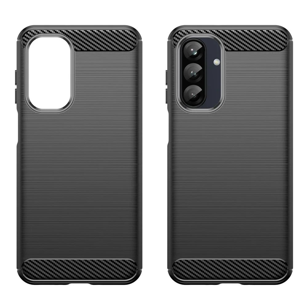 For Samsung Galaxy A26 5G Case Carbon Fiber Texture Brushed Anti Fingerprint Phone Back Cover - Black - 2