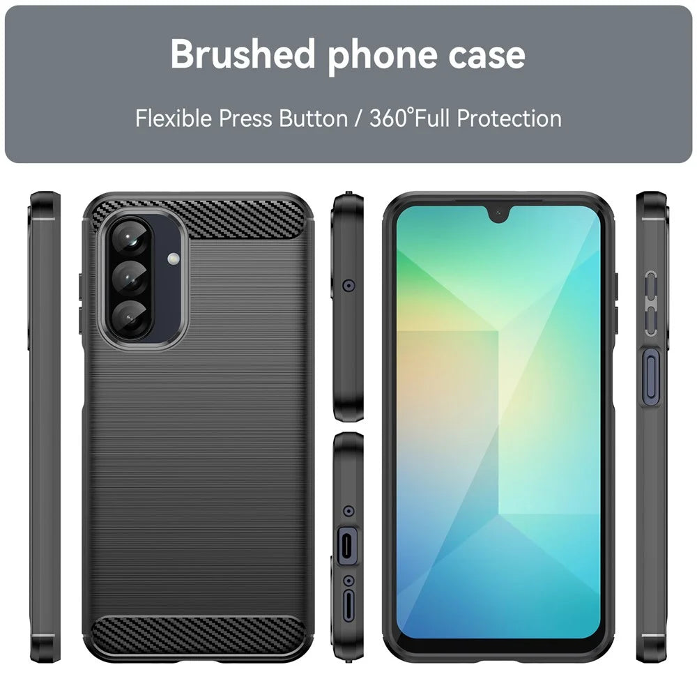 For Samsung Galaxy A26 5G Case Carbon Fiber Texture Brushed Anti Fingerprint Phone Back Cover - Black - 3