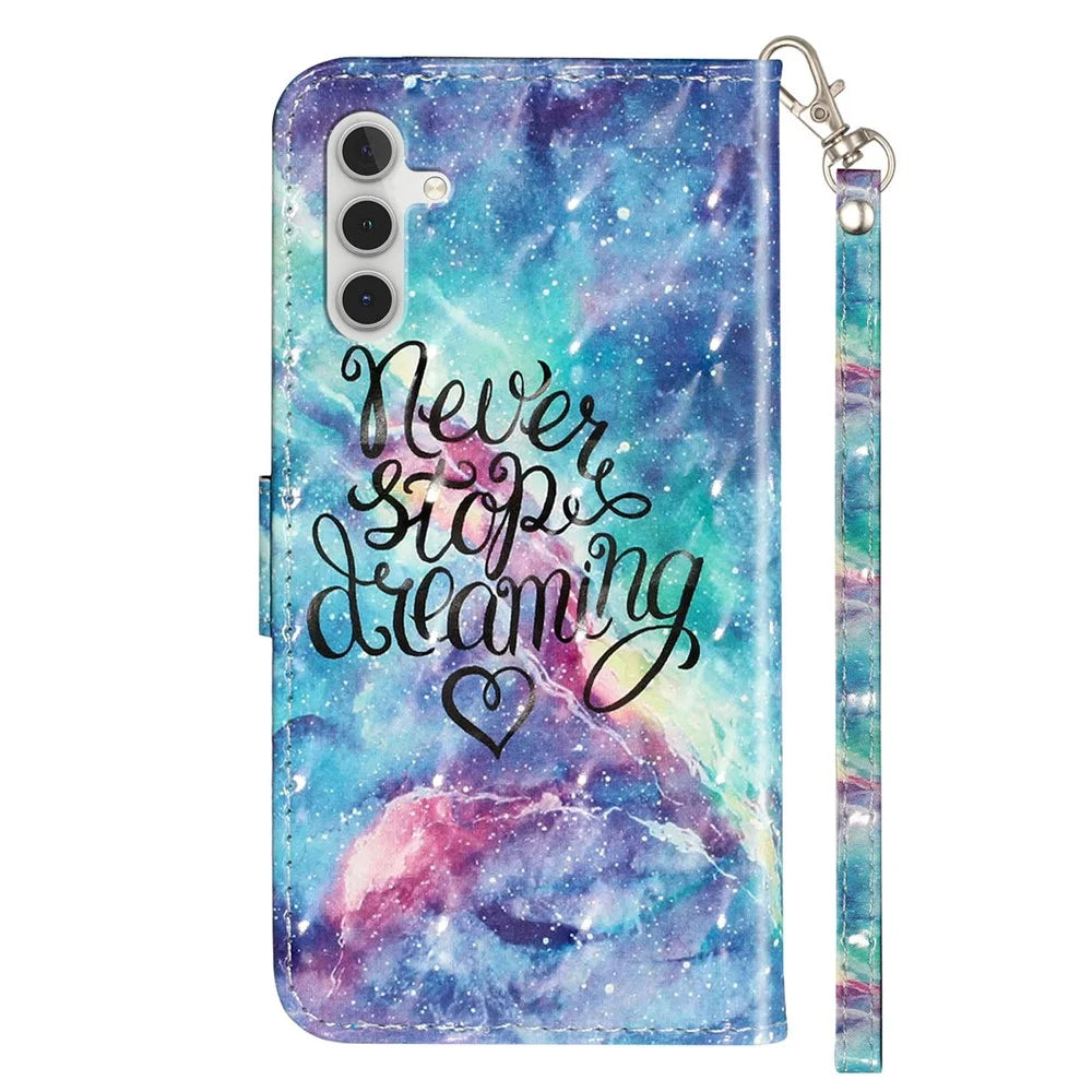 For Samsung Galaxy A18 5G / A18 4G / A17 5G / A17 4G / A26 5G Case 3D Pattern Printed Phone Leather Phone Cover - Starry Sky - 6