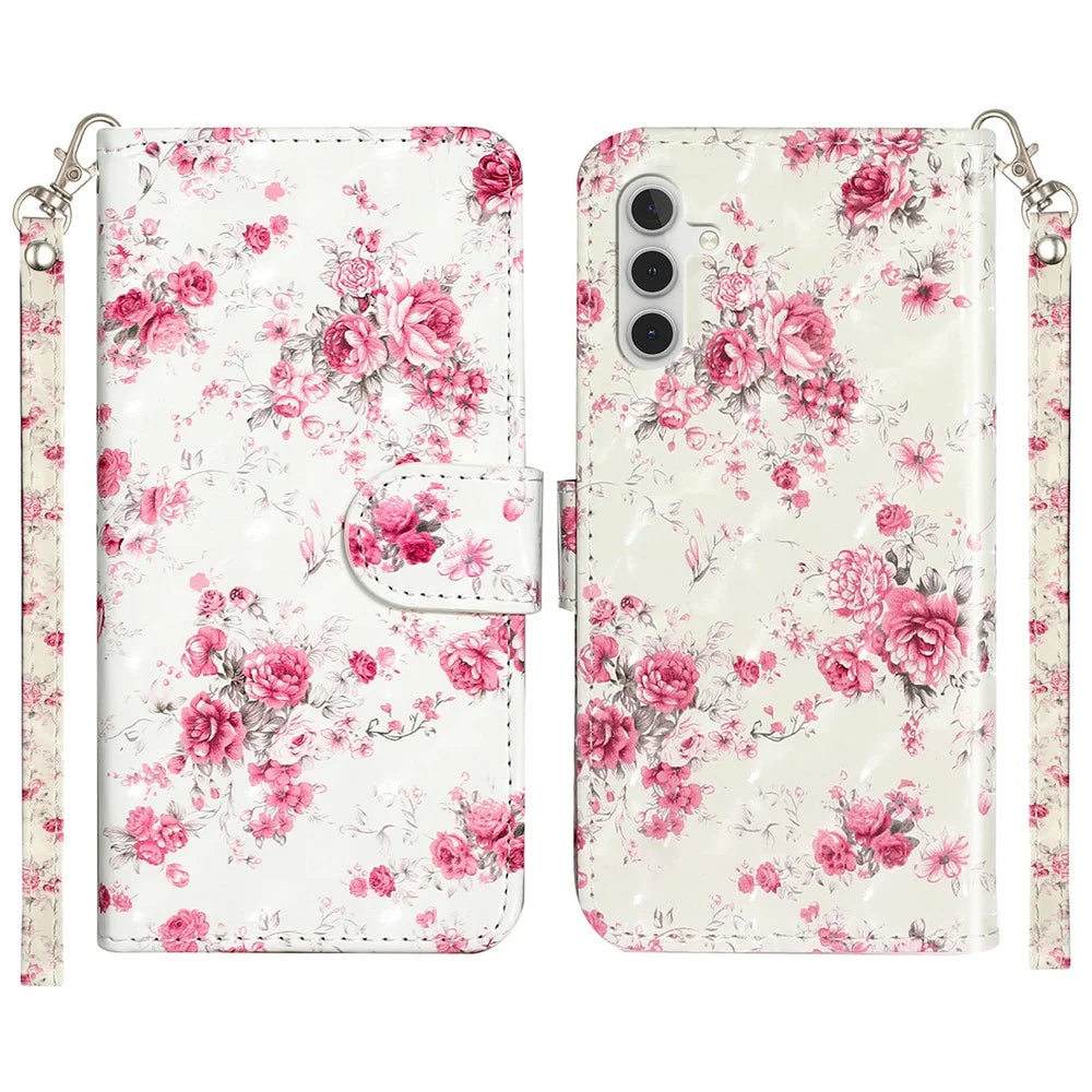 For Samsung Galaxy A56 5G Case 3D Pattern Printed Phone Leather Phone Cover - Roses - 1