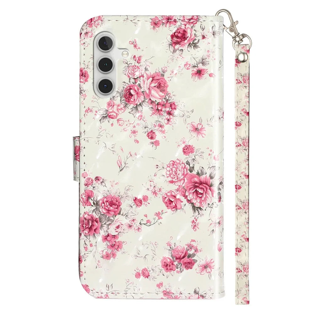 For Samsung Galaxy A56 5G Case 3D Pattern Printed Phone Leather Phone Cover - Roses - 6