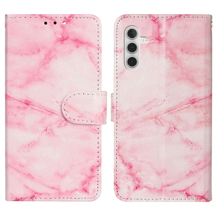 For Samsung Galaxy A36 5G Case Pattern PU Leather Flip Phone Cover - Pink Marble - 1