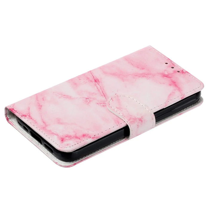 For Samsung Galaxy A36 5G Case Pattern PU Leather Flip Phone Cover - Pink Marble - 4