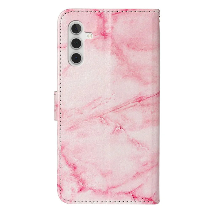 For Samsung Galaxy A36 5G Case Pattern PU Leather Flip Phone Cover - Pink Marble - 6
