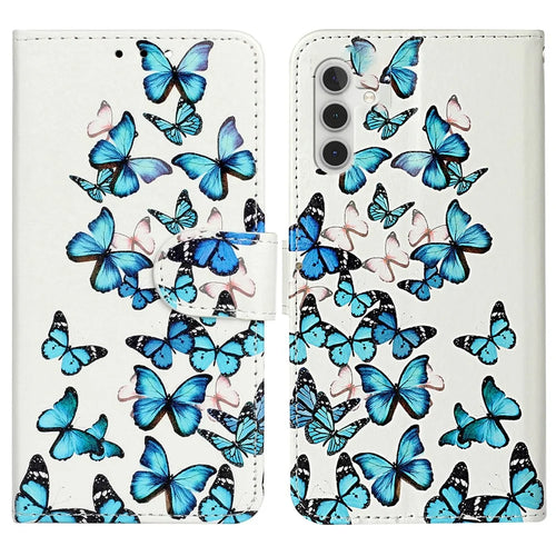 For Samsung Galaxy A56 5G Case Pattern PU Leather Flip Phone Cover - Blue Butterfly - 1