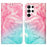 For Samsung Galaxy S25 Ultra Case Pattern PU Leather Flip Phone Cover - Pink Green Marble - 1