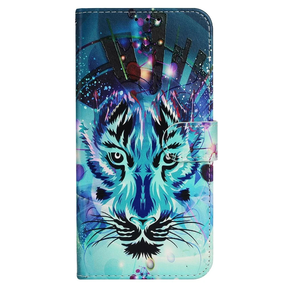 For Samsung Galaxy A18 5G / A18 4G / A17 5G / A17 4G / A26 5G Case Pattern Leather Wallet Phone Cover with Card Holder - Wolf - 5