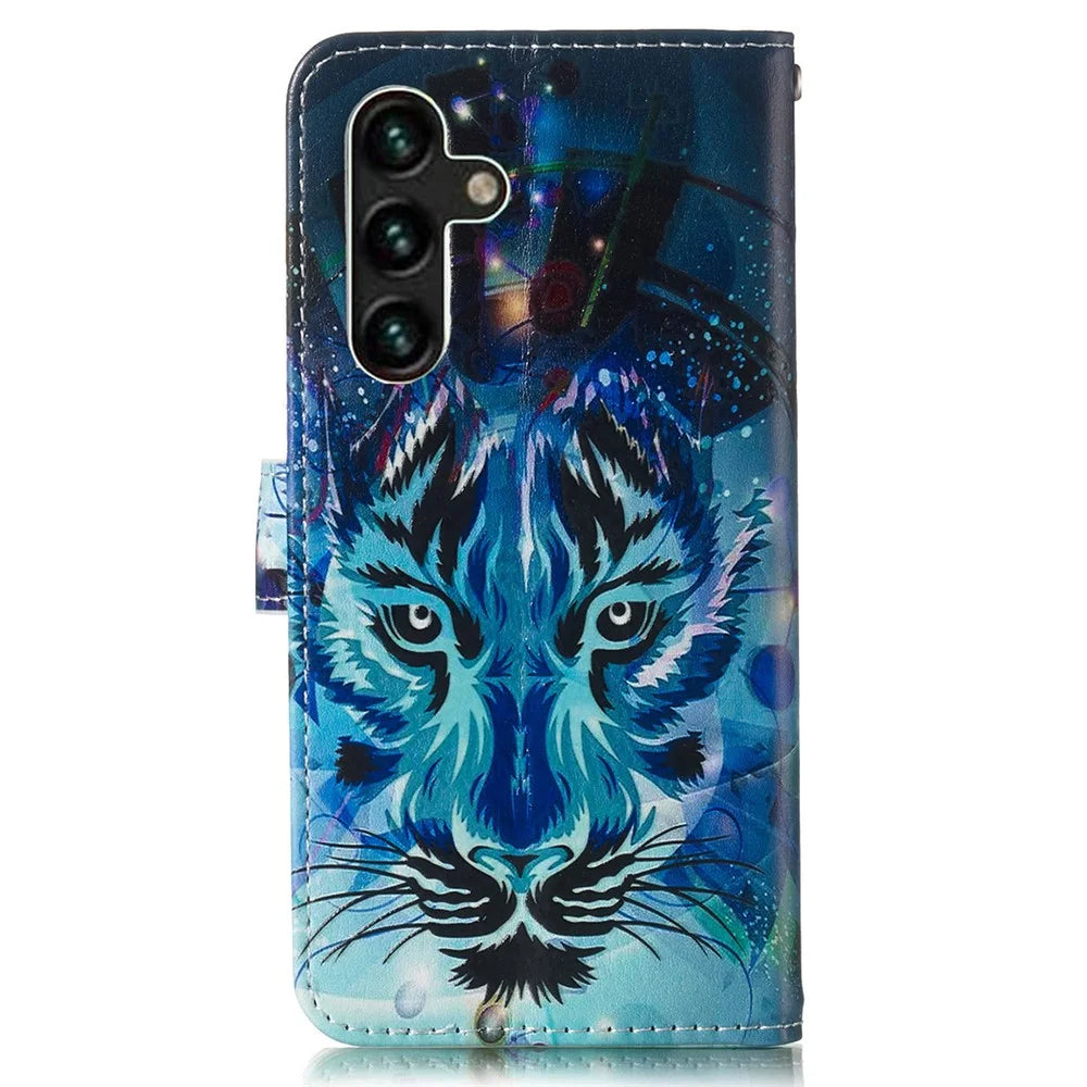 For Samsung Galaxy A18 5G / A18 4G / A17 5G / A17 4G / A26 5G Case Pattern Leather Wallet Phone Cover with Card Holder - Wolf - 6