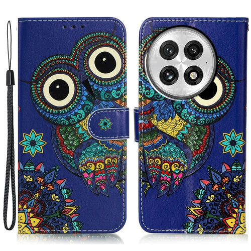 For OnePlus 13 Case Pattern Leather Wallet Phone Cover with Card Holder - Owl - 1