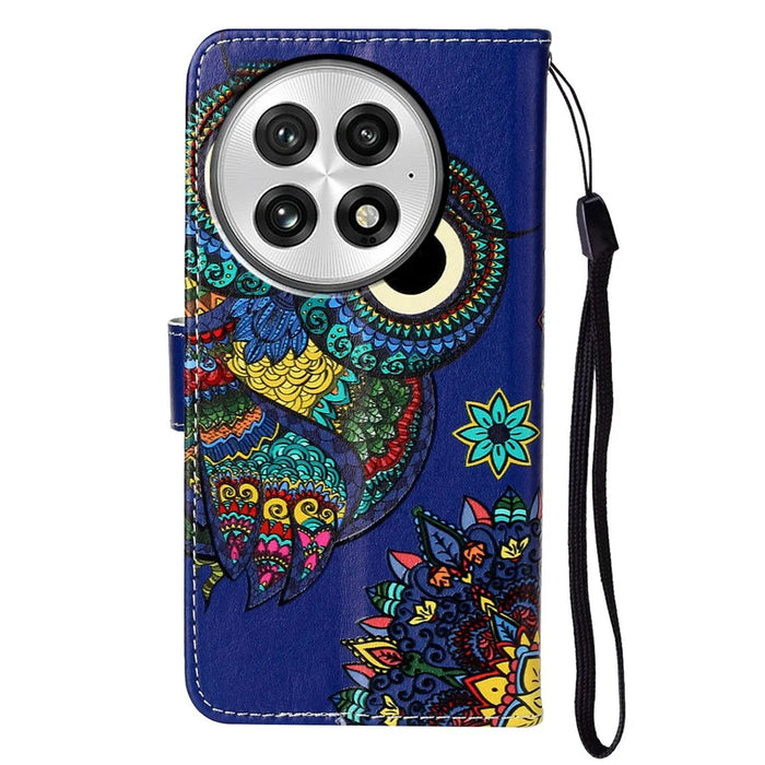 For OnePlus 13 Case Pattern Leather Wallet Phone Cover with Card Holder - Owl - 6