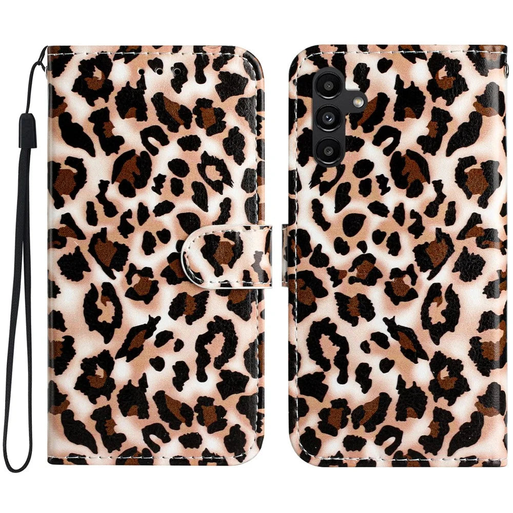 For Samsung Galaxy A36 5G Wallet Case Printed Pattern Design Leather Phone Cover - Leopard Print - 1