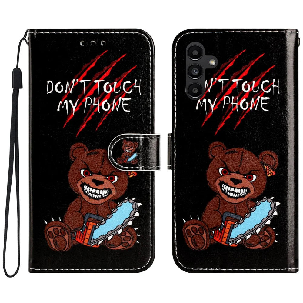 For Samsung Galaxy A18 5G / A18 4G / A17 5G / A17 4G / A26 5G Wallet Case Printed Pattern Design Leather Phone Cover - Don't Touch My Phone - 1