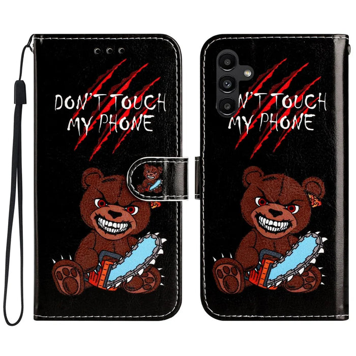 For Samsung Galaxy A56 5G Wallet Case Printed Pattern Design Leather Phone Cover - Don't Touch My Phone - 1