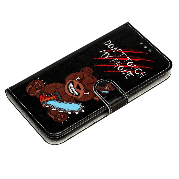 For Samsung Galaxy A56 5G Wallet Case Printed Pattern Design Leather Phone Cover - Don't Touch My Phone - 4