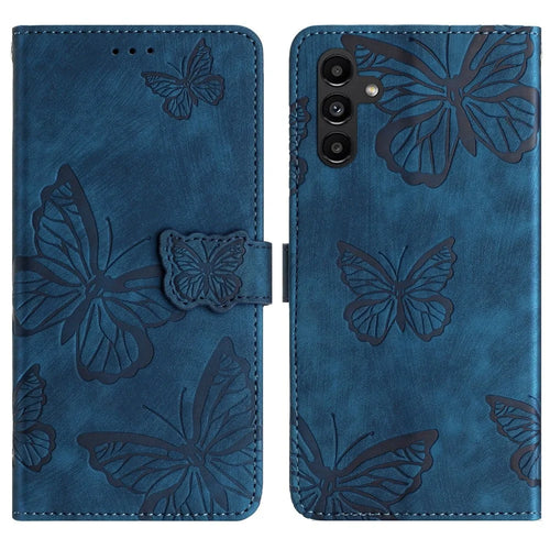 For Samsung Galaxy A56 5G Case Butterfly Design Flip Wallet Leather Phone Cover Skin-Touch - Blue - 1