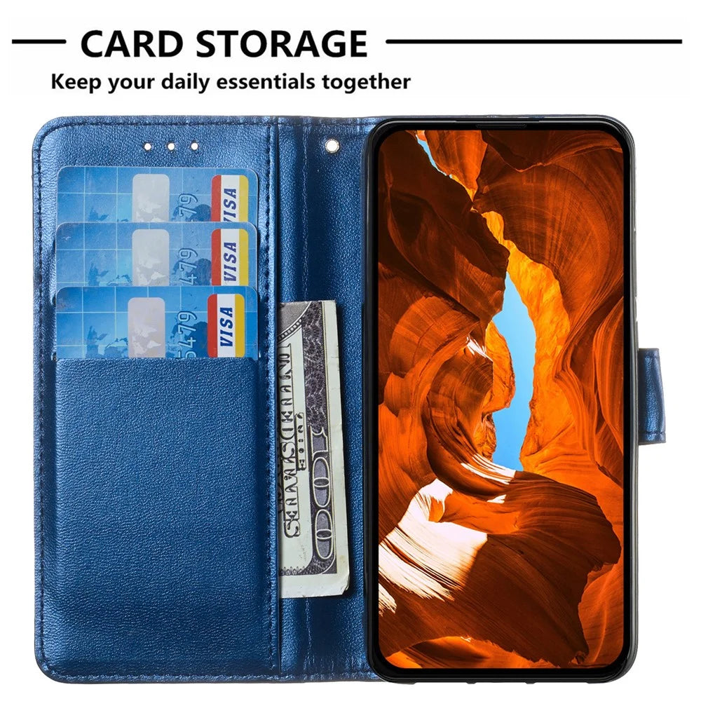 For Samsung Galaxy A18 5G / A18 4G / A17 5G / A17 4G / A26 5G Case with Card Holder PU Leather Flip Wallet Phone Cover - Blue - 2
