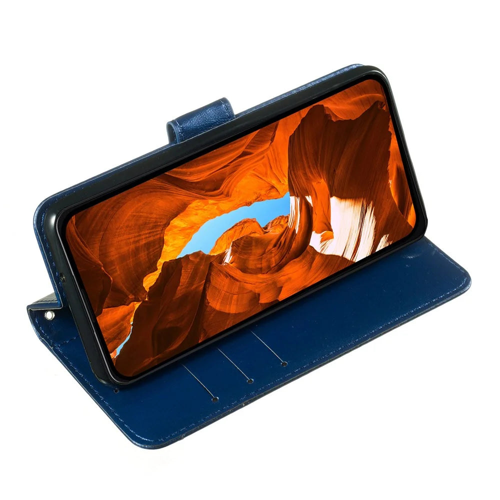 For Samsung Galaxy A18 5G / A18 4G / A17 5G / A17 4G / A26 5G Case with Card Holder PU Leather Flip Wallet Phone Cover - Blue - 3